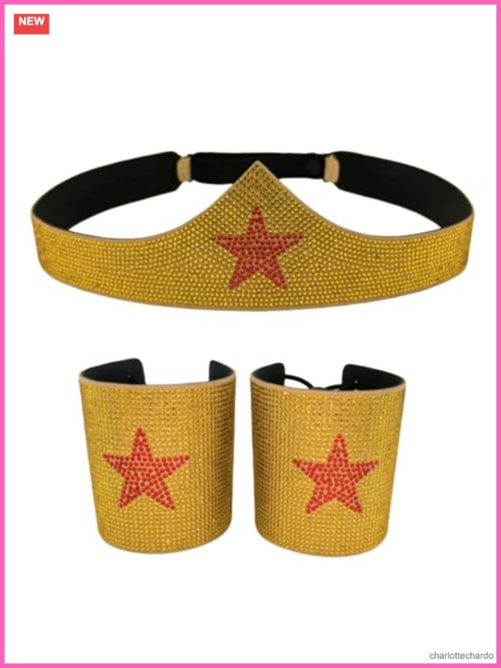 Rhinestone Superhero Headband Cuffs Costume Accessory Set